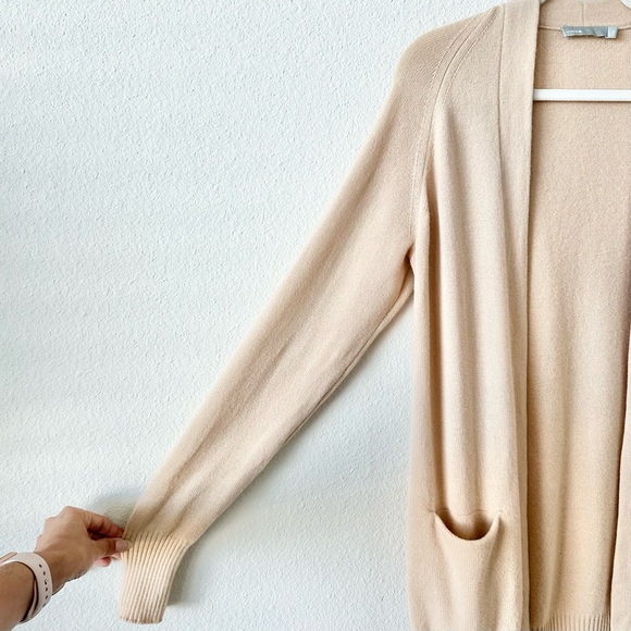 Vince Long Open Front Cashmere Cardigan in Praline Beige Size XS - Picture 6 of 10